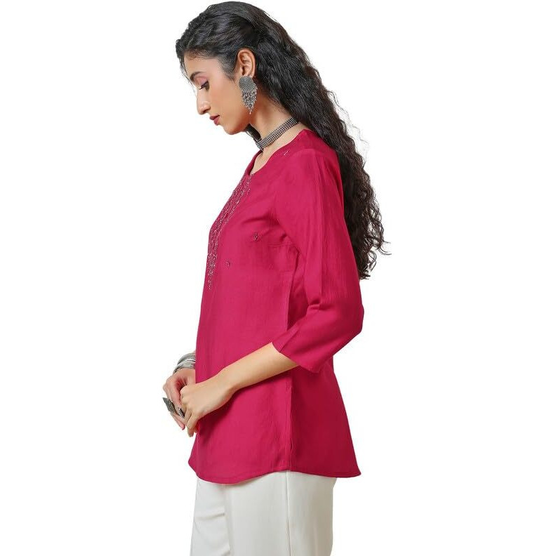 Soch Women's Regular Fit Tunic Shirt (Ewa4Tu30135A_Fuchsia