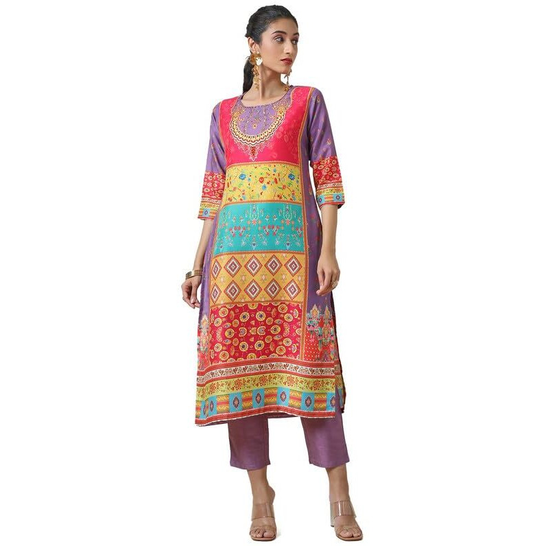 Soch Women's Poly Muslin Kurta Set (Ewa4Ks10423A_Purple