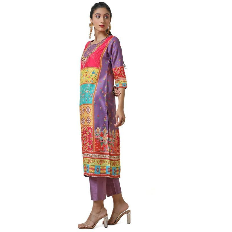 Soch Women's Poly Muslin Kurta Set (Ewa4Ks10423A_Purple