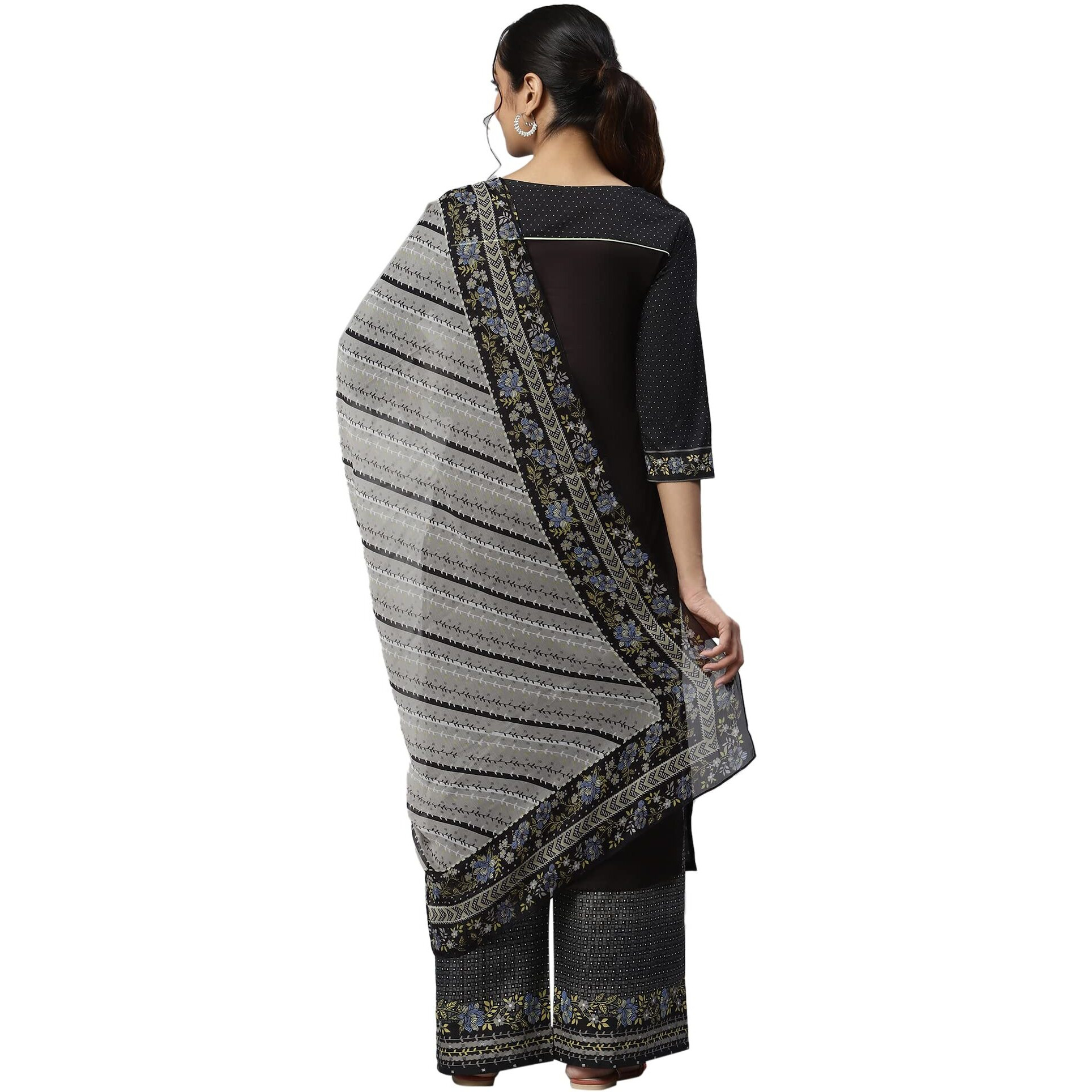 Aurelia Women Cotton Black Printed Kurta Set With Straight Palazzo And Dupatta_22Auas13383-504103_Xs