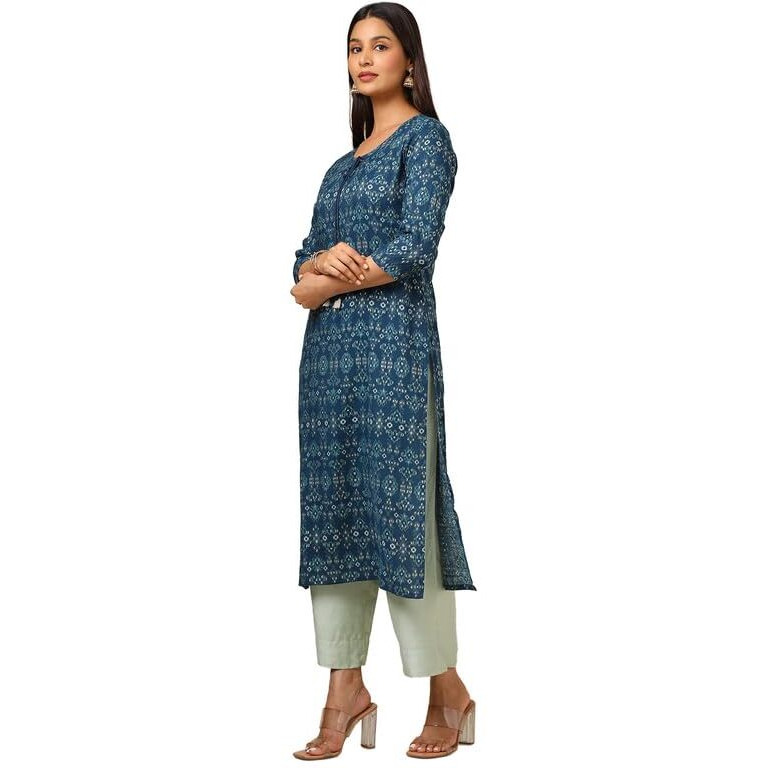 Soch Womens Blue Rayon Ethnic Motifs Kurta