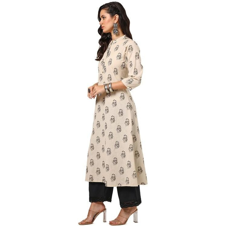 Soch Womens Beige Cotton Flex Paisley Print Kurta