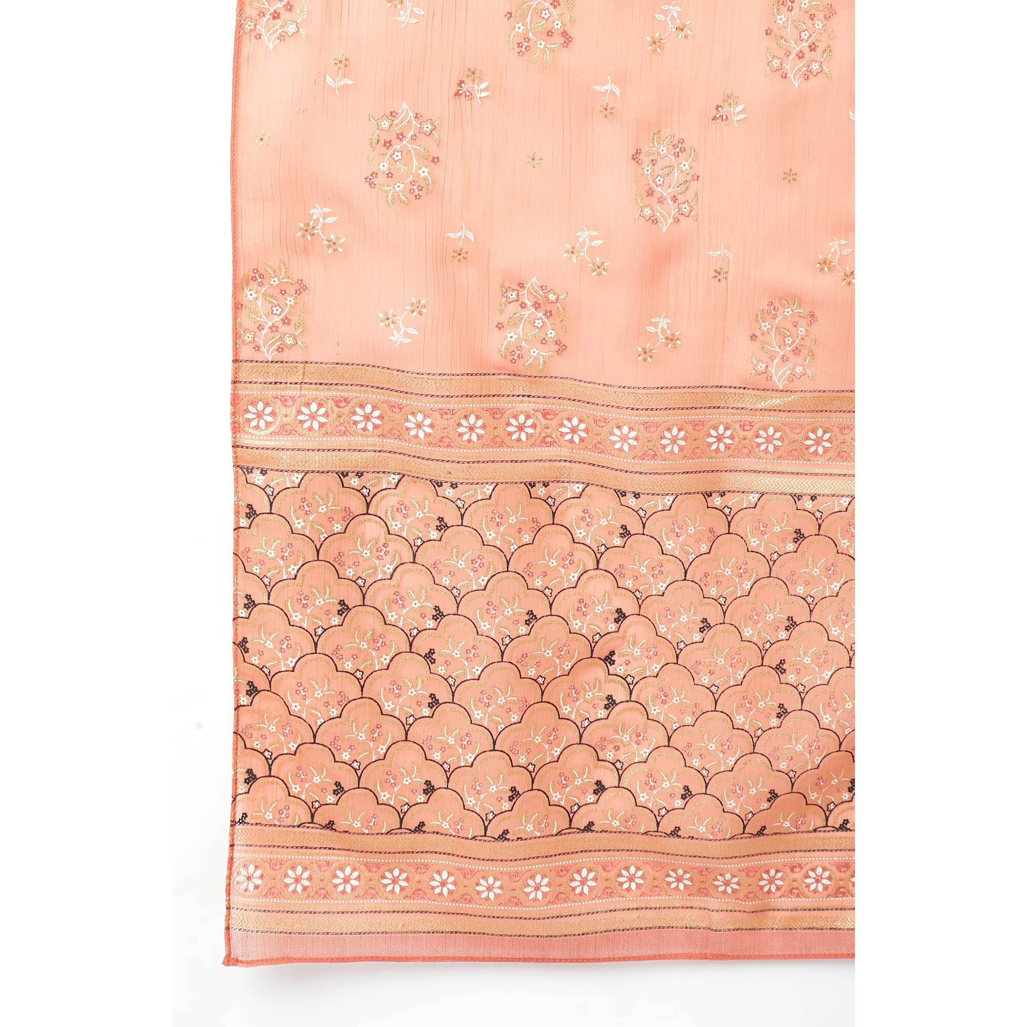 Aurelia Black Floral Printed Glitter Embellished Kurta Dupatta Bottomwear