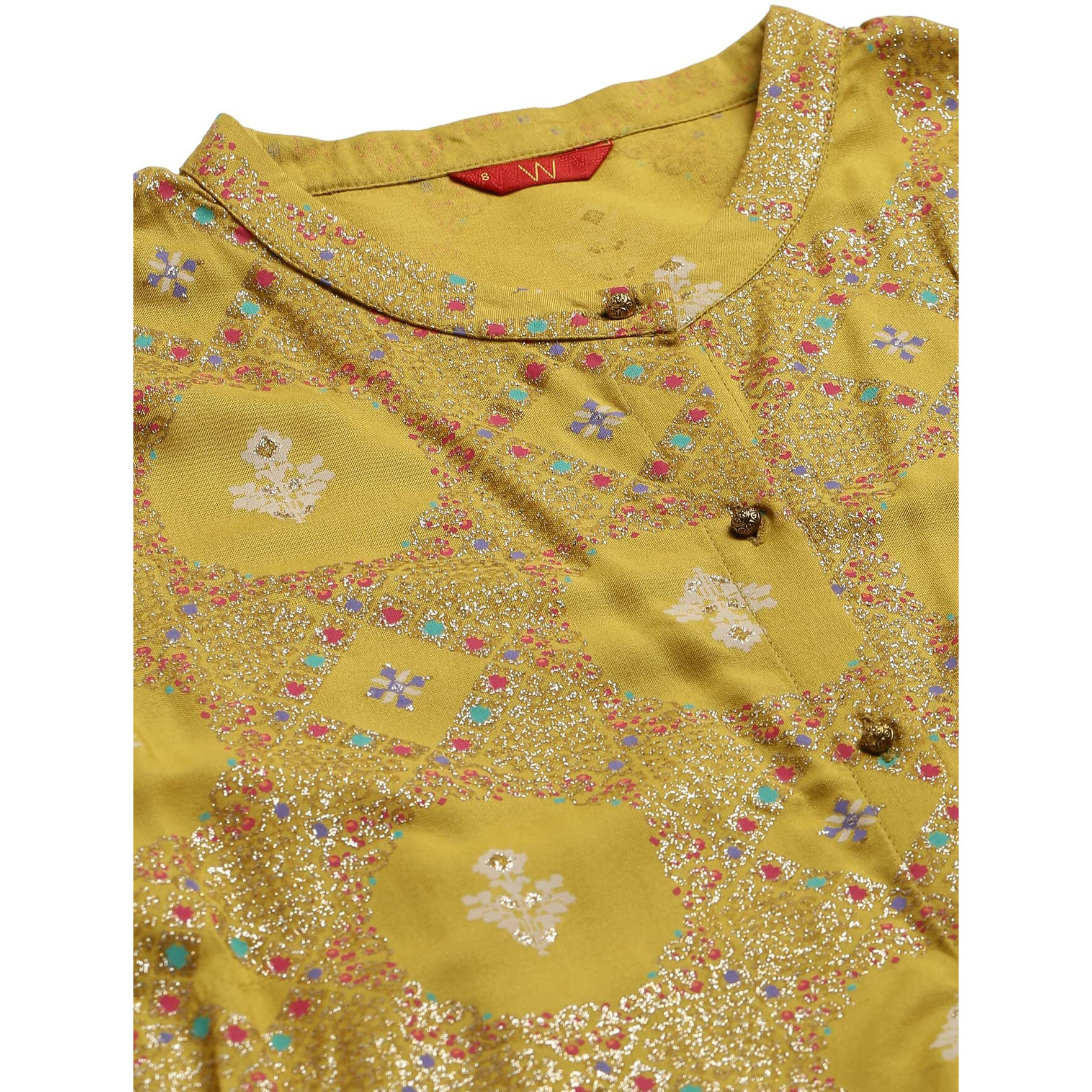 W For Woman Yellow Button Down A-Line Kurta