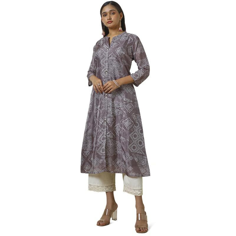 Soch Womens Earth Art Silk Bandhani Print Kurta With Beads