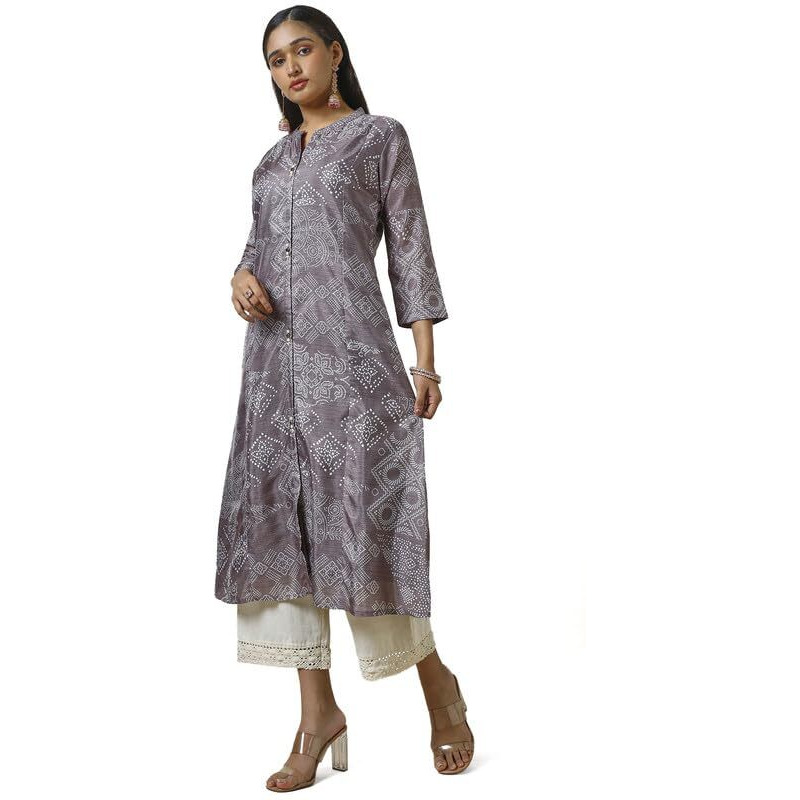 Soch Womens Earth Art Silk Bandhani Print Kurta With Beads