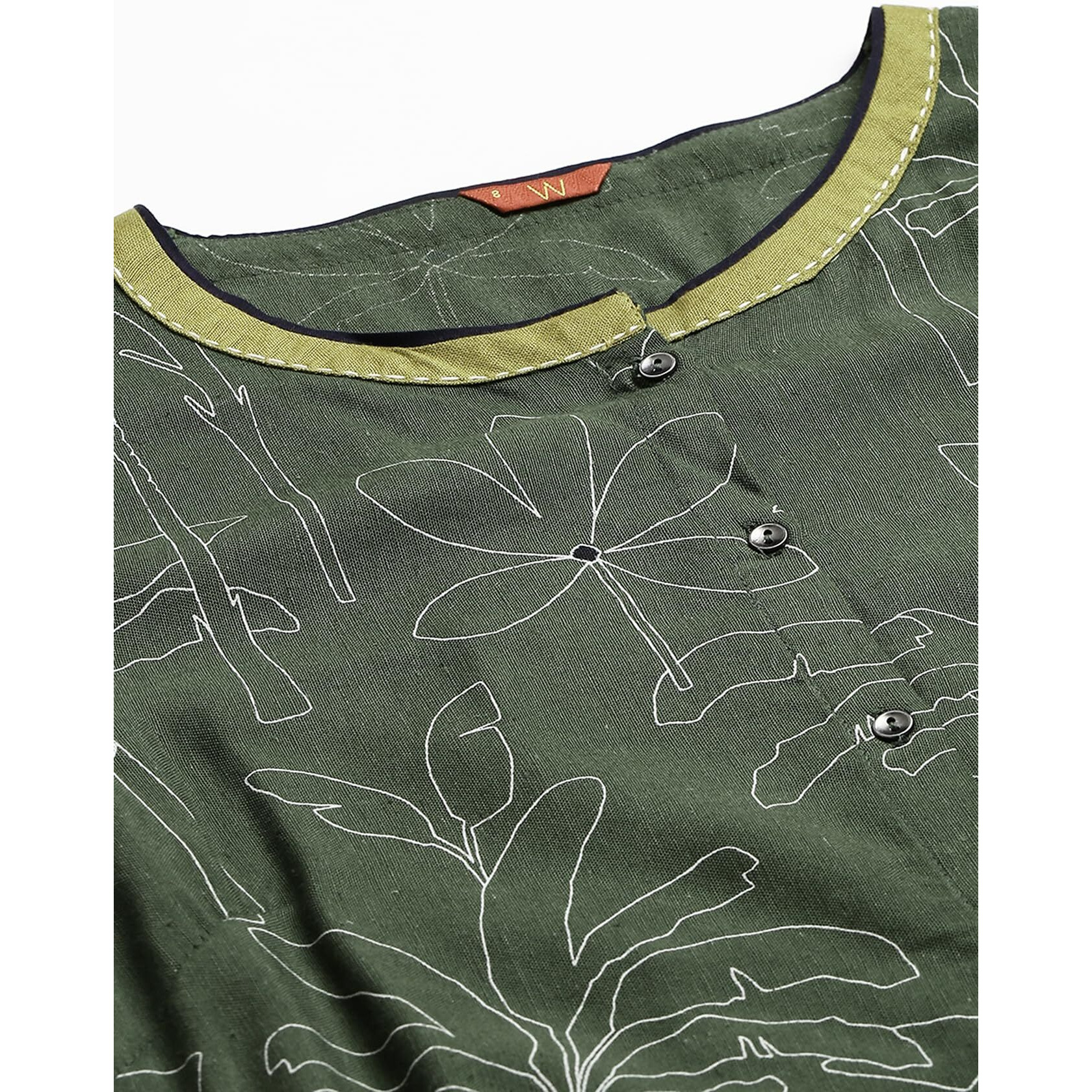 W For Woman Women's Rayon Kurta (22Auws17848-118276_Dark Green_S)