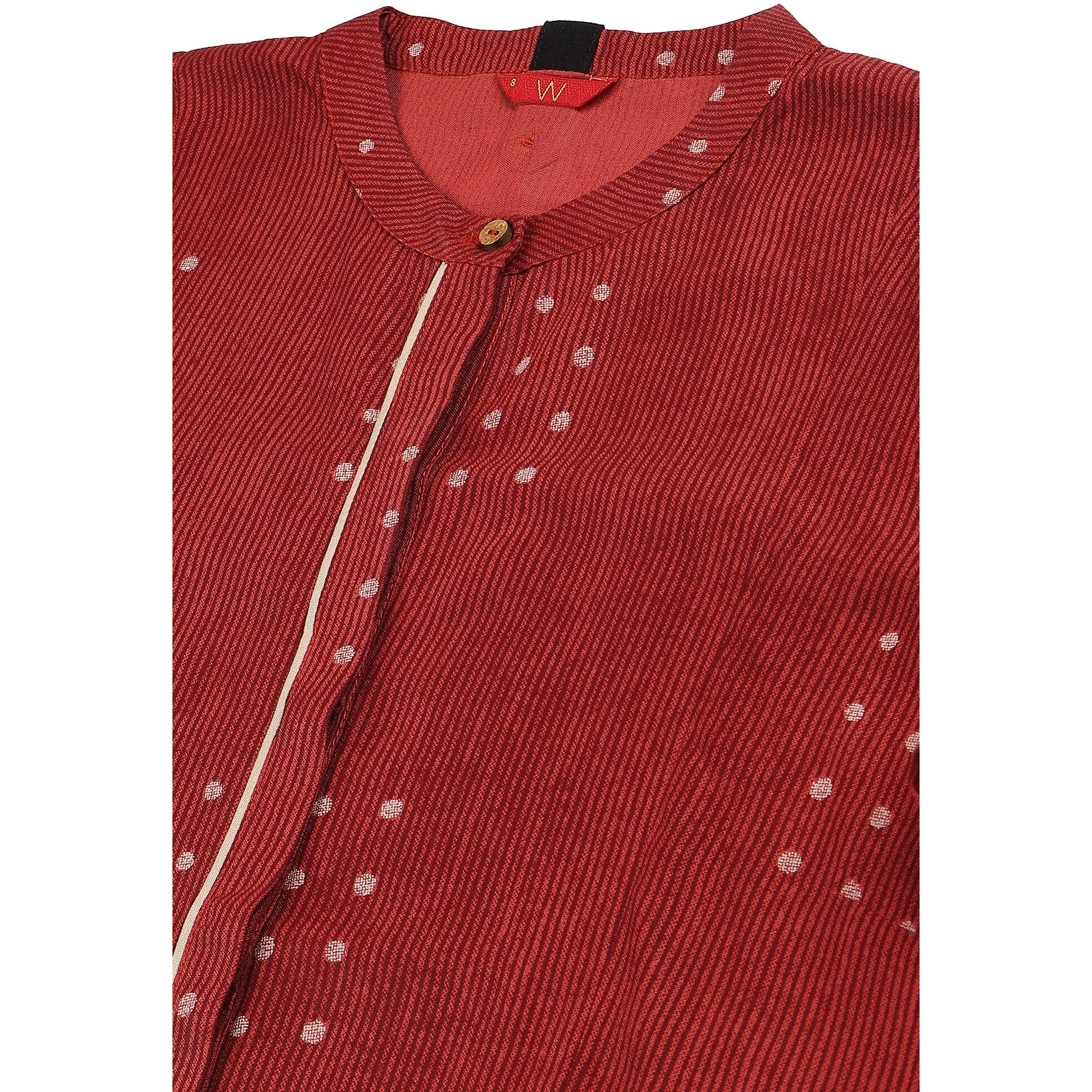 W Red Geometric Printed Regular Kurta For Women's Fashion