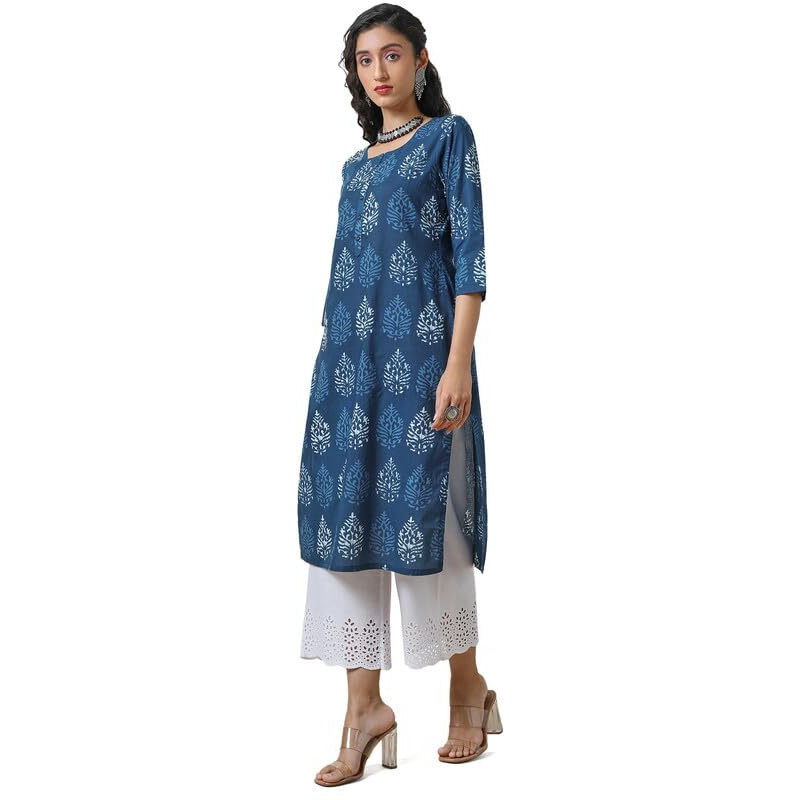 Soch Women's Cotton Ethnic Regular Kurta (Cwa4Ku60859A_Indigo