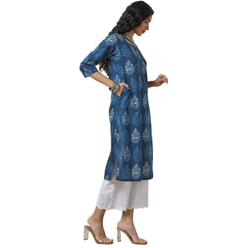 Soch Women's Cotton Ethnic Regular Kurta (Cwa4Ku60859A_Indigo