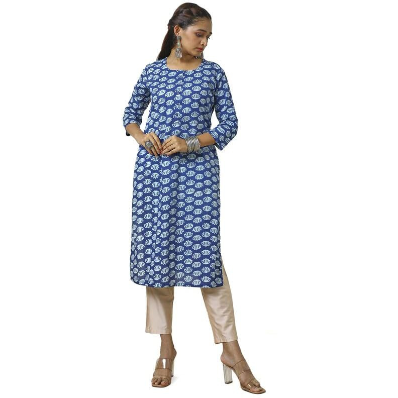 Soch Womens Indigo Cotton Abstract Print Kurta