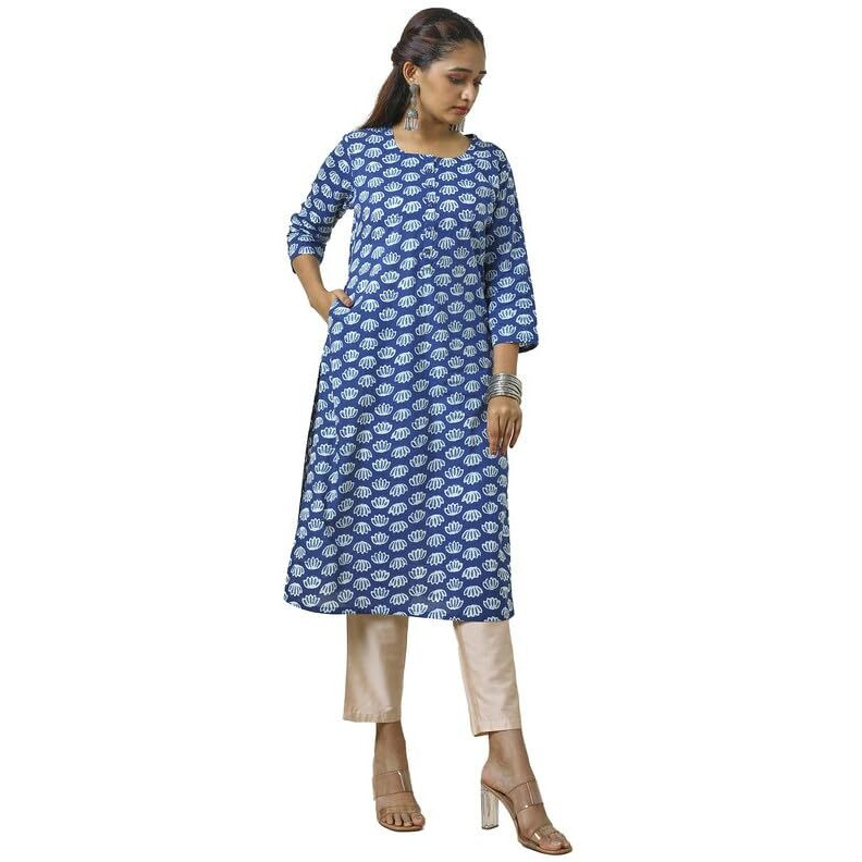 Soch Womens Indigo Cotton Abstract Print Kurta