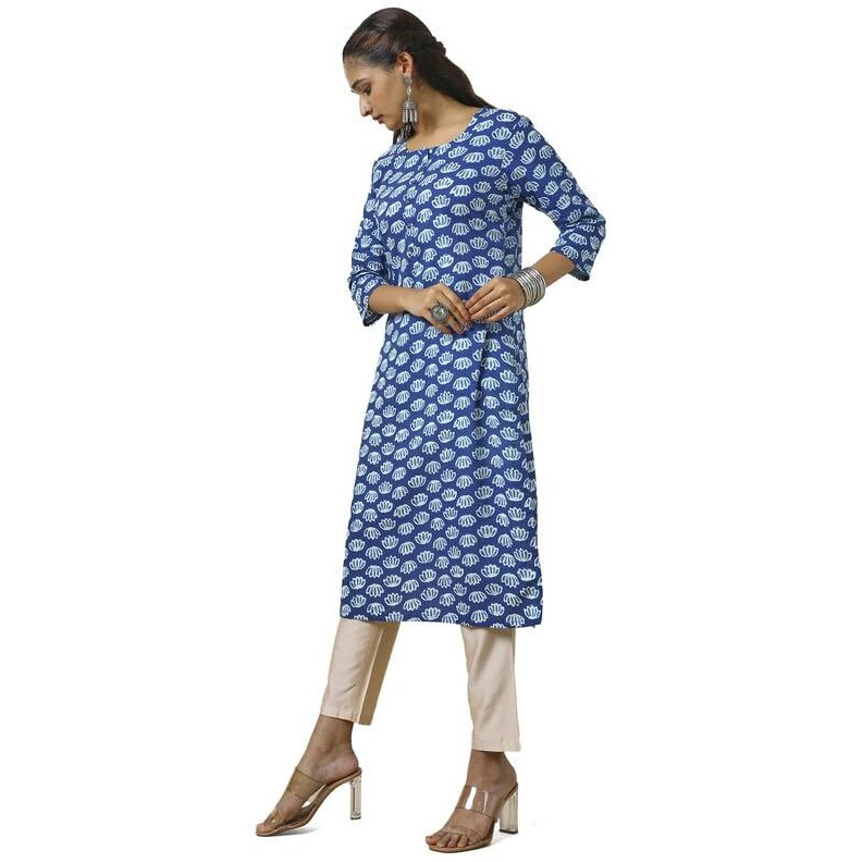 Soch Womens Indigo Cotton Abstract Print Kurta