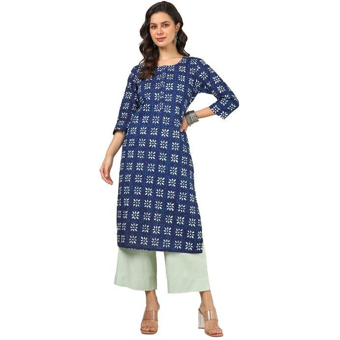 Soch Womens Indigo Cotton Abstract Print Kurta