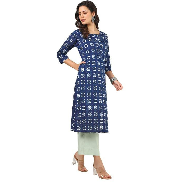 Soch Womens Indigo Cotton Abstract Print Kurta