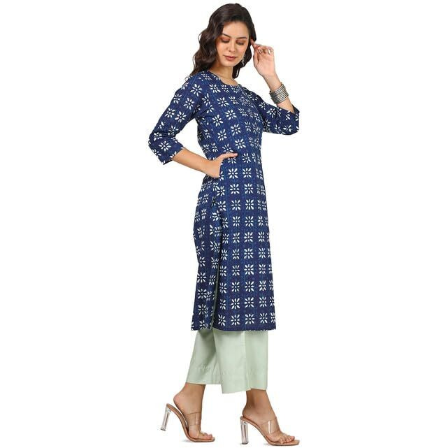 Soch Womens Indigo Cotton Abstract Print Kurta