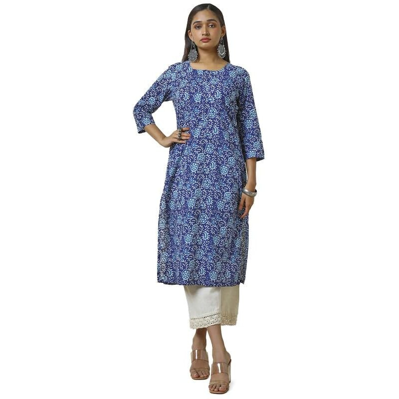 Soch Womens Indigo Cotton Abstract Print Kurta