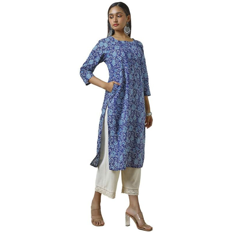 Soch Womens Indigo Cotton Abstract Print Kurta