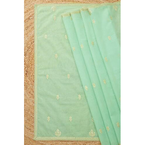 Soch Womens Light Green Silk Shimmer Embroidered Dupatta With Zari