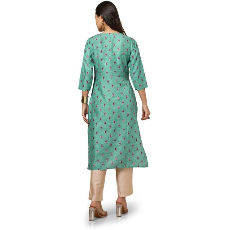 Soch Womens Green Muslin Blend Floral Print Kurta