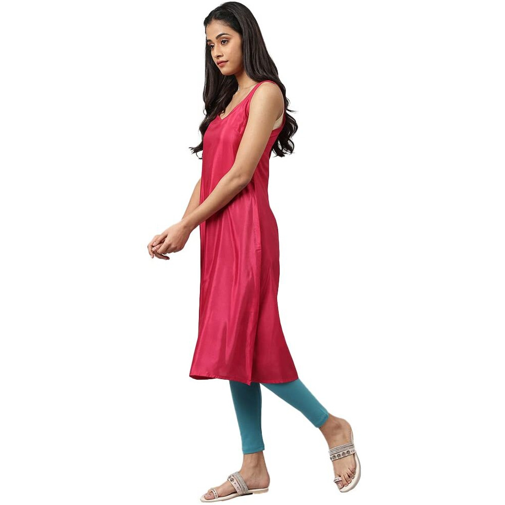 W Women's Dark Pink Geometric Printed Synthetic Kurta And Leggings Set