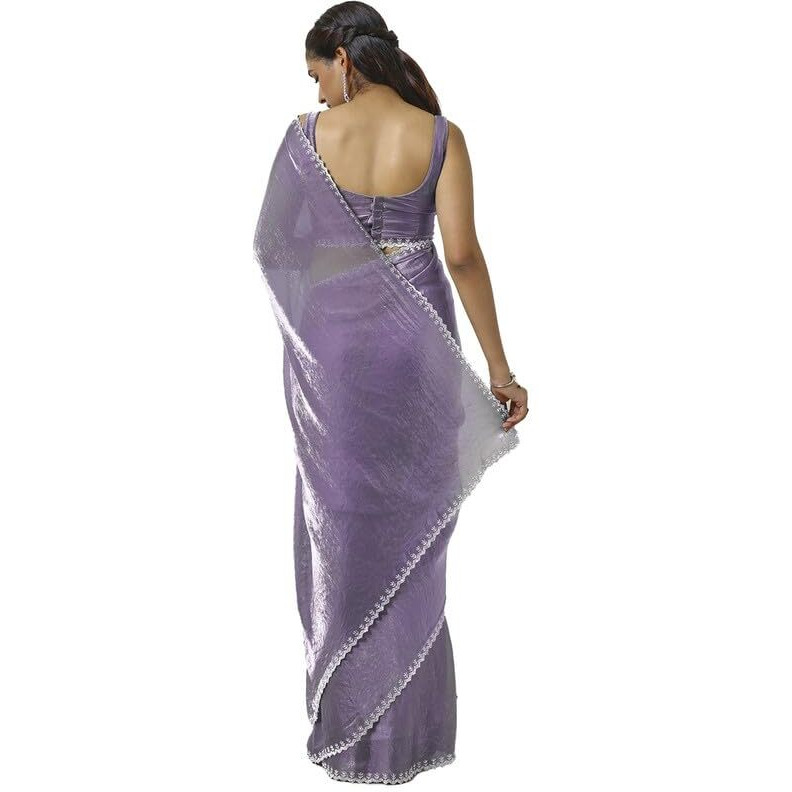 Soch Womens Lavender Tissue Saree With Stone Work