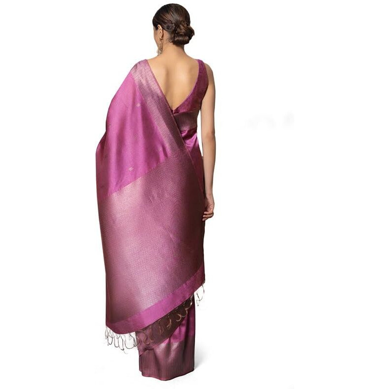 Soch Womens Purple Tussar Woven Design Saree With Tassels