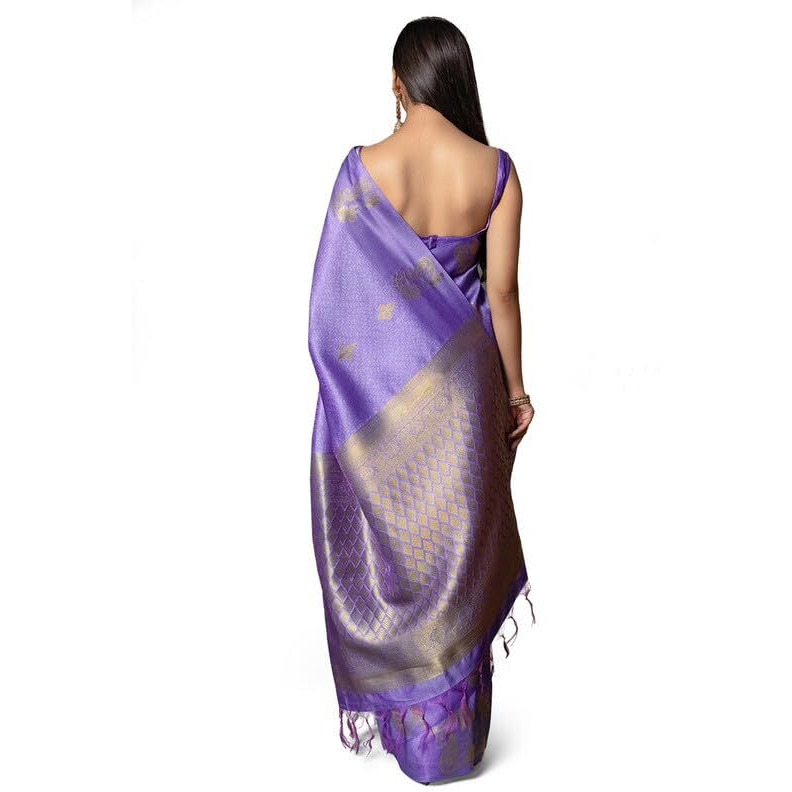 Soch Womens Indigo Tussar Zari Woven Saree With Tassels