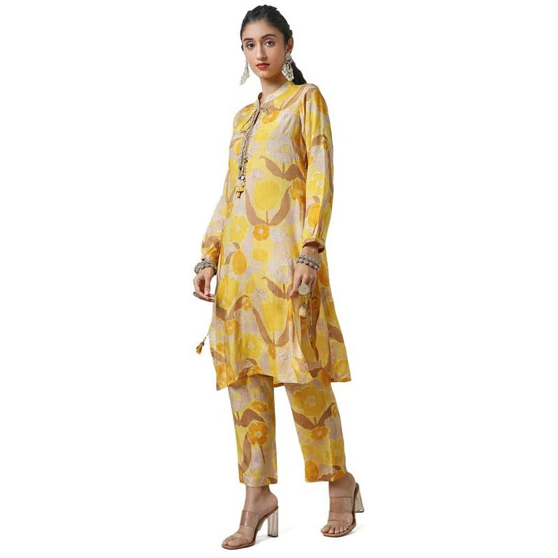 Soch Women's Poly Muslin Co-Ords Set (Sas-Fwa4Ks10519B_Mustard
