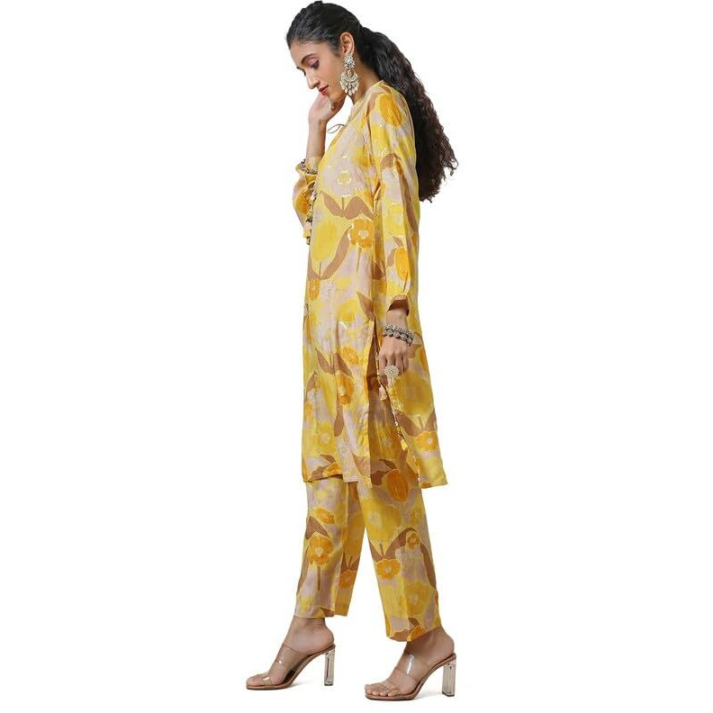 Soch Women's Poly Muslin Co-Ords Set (Sas-Fwa4Ks10519B_Mustard