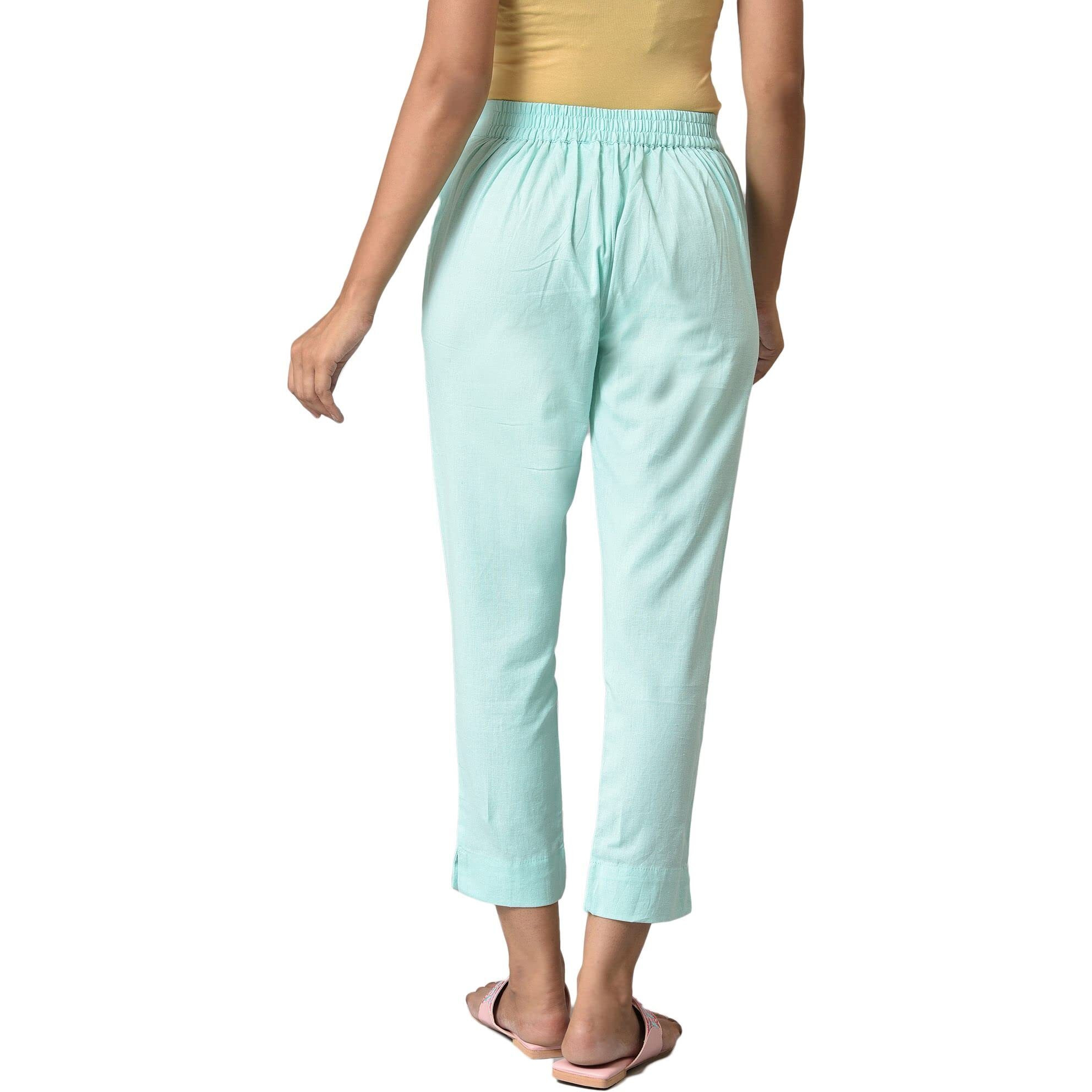 Aurelia Women's Lichen Cotton Blend Partially Elasticated Basic Trouser_22Aua60015-604856_L Light Blue_L