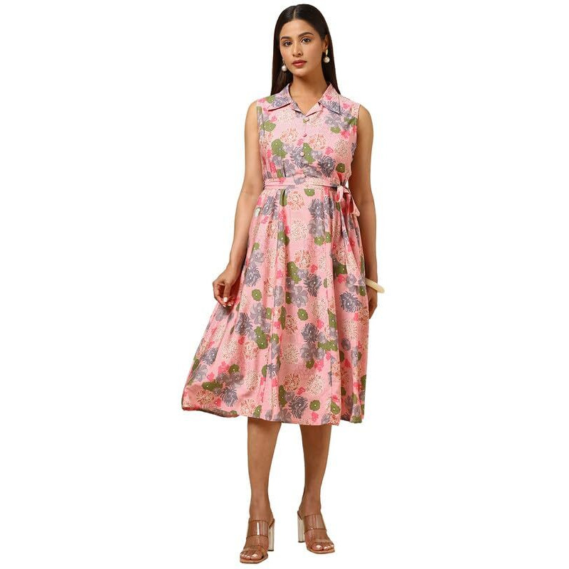 Soch Womens Pink Rayon Floral Print Dress