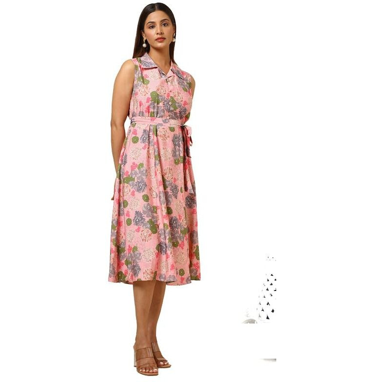 Soch Womens Pink Rayon Floral Print Dress