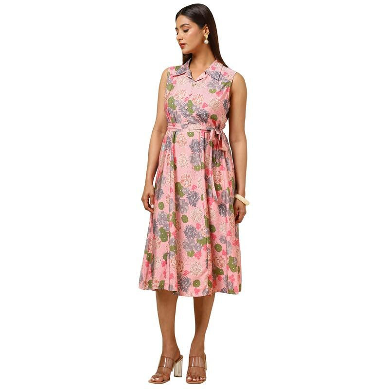 Soch Womens Pink Rayon Floral Print Dress