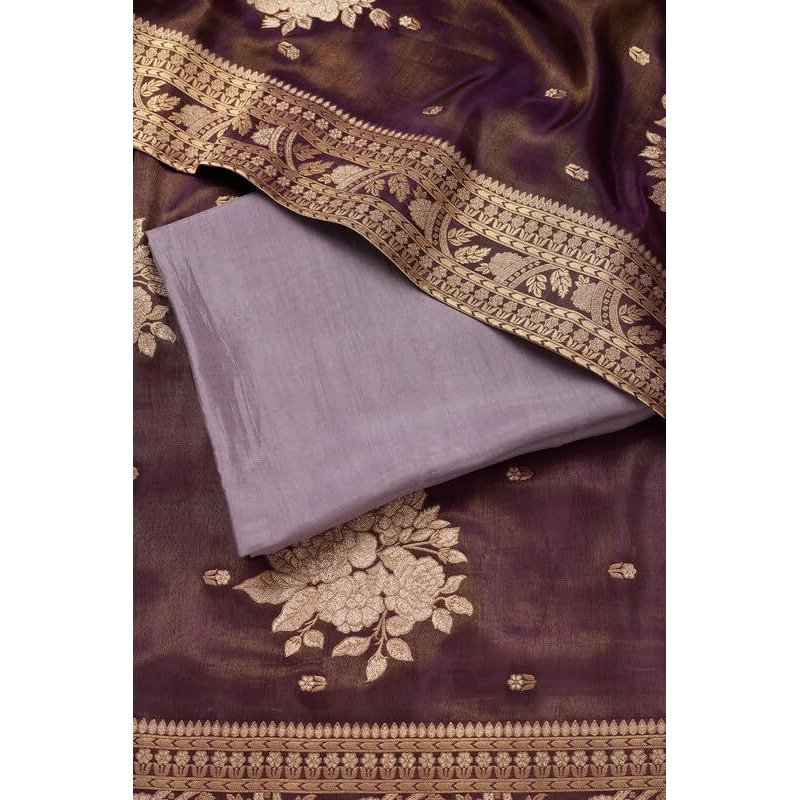 Soch Womens Lavender Tissue Embroidered Unstitch Dress Material With Beads