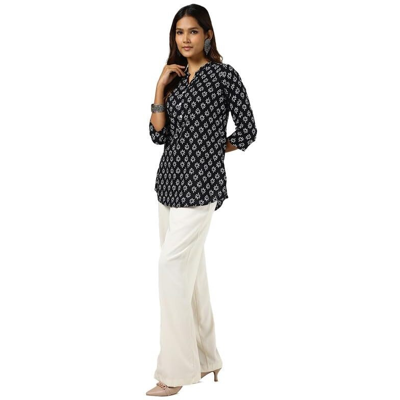 Soch Womens Black Cotton Abstract Print Tunic