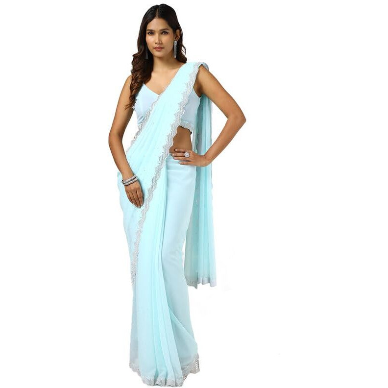 Soch Womens Powder Blue Georgette Saree