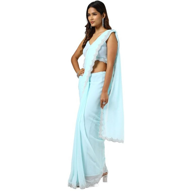 Soch Womens Powder Blue Georgette Saree