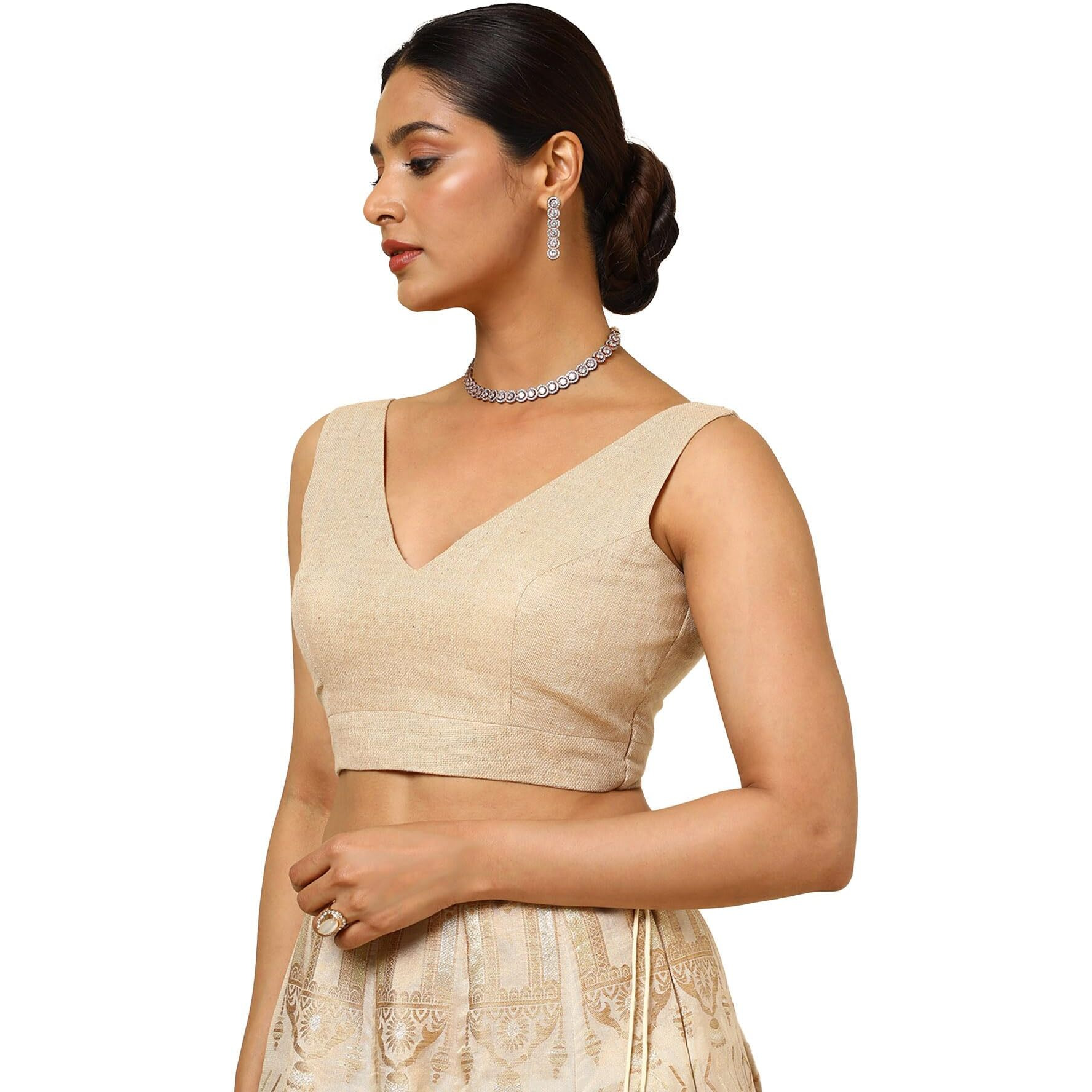 Soch Women's Jute Textured Sleeveless Regular Fit Blouse (Pack Of 2) (Blhssld00632_Beige 34)