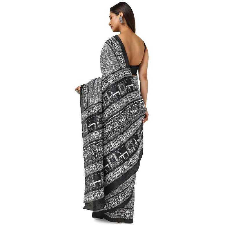 Soch Womens White Art Silk Ethnic Motifs Saree