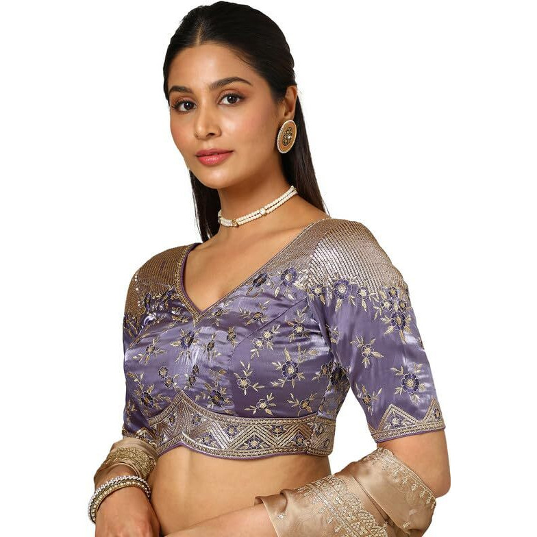 Soch Womens Lavender Organza Embellished Blouse With Sequins