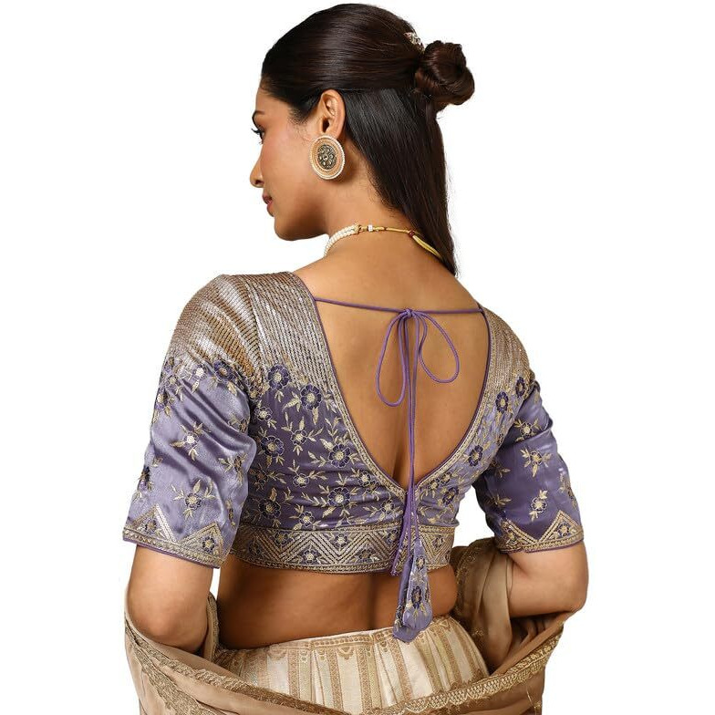 Soch Womens Lavender Organza Embellished Blouse With Sequins
