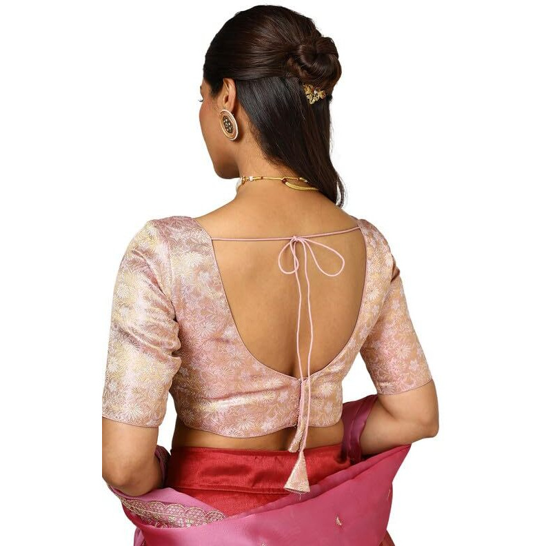 Soch Womens Onion Pink Tussar Zari Woven Padded Blouse