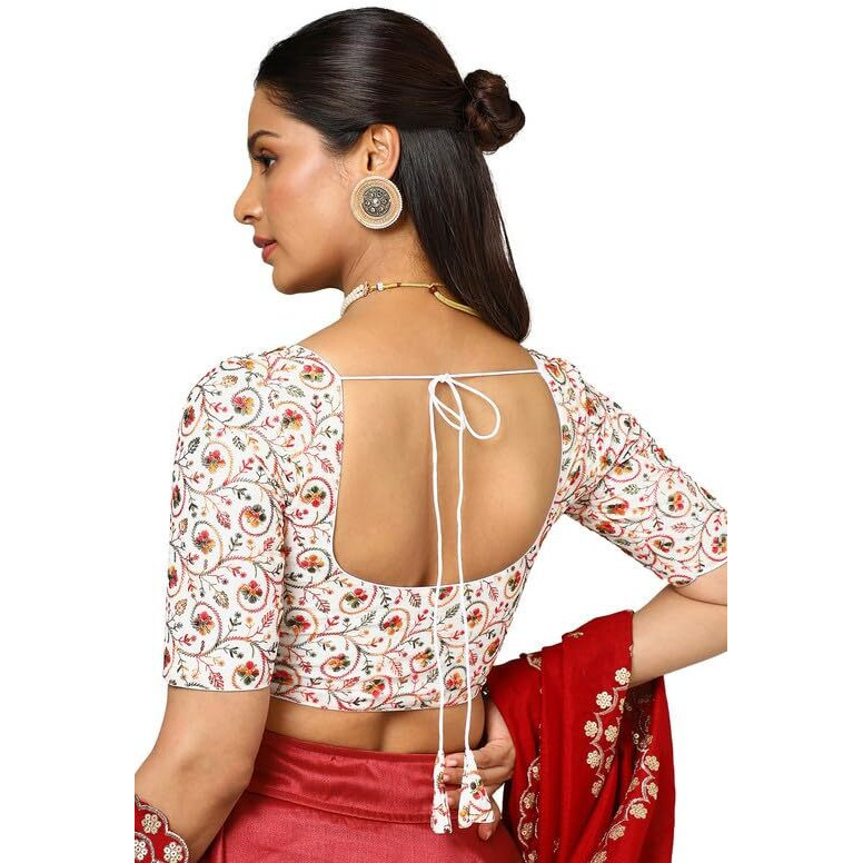 Soch Womens Cream Georgette Embroidered Blouse With Sequins