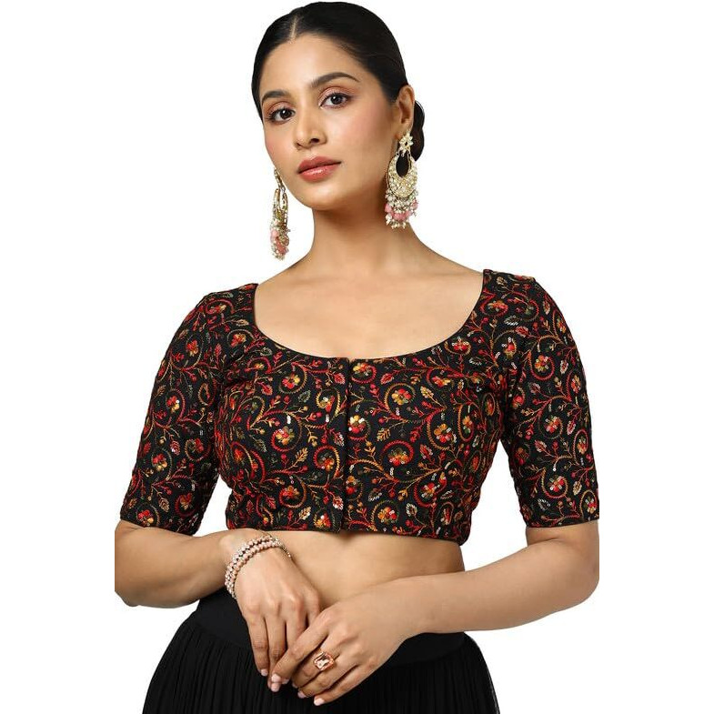 Soch Womens Black Georgette Embroidered Blouse With Sequins