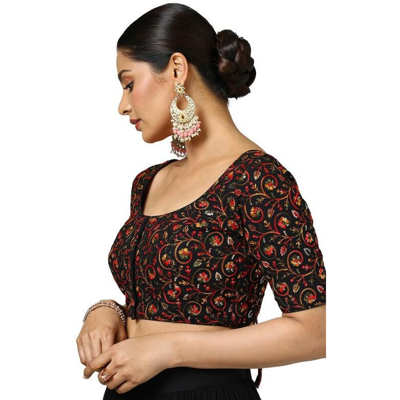 Soch Womens Black Georgette Embroidered Blouse With Sequins