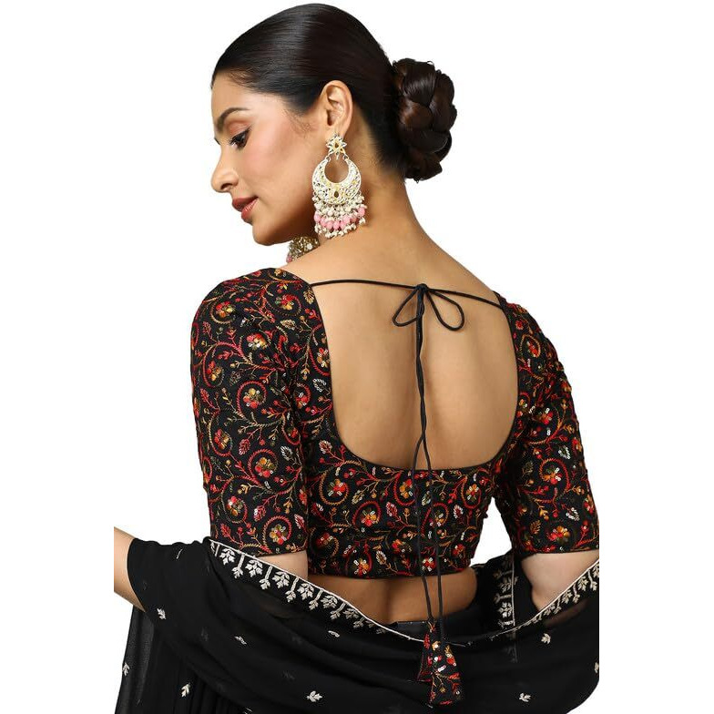 Soch Womens Black Georgette Embroidered Blouse With Sequins