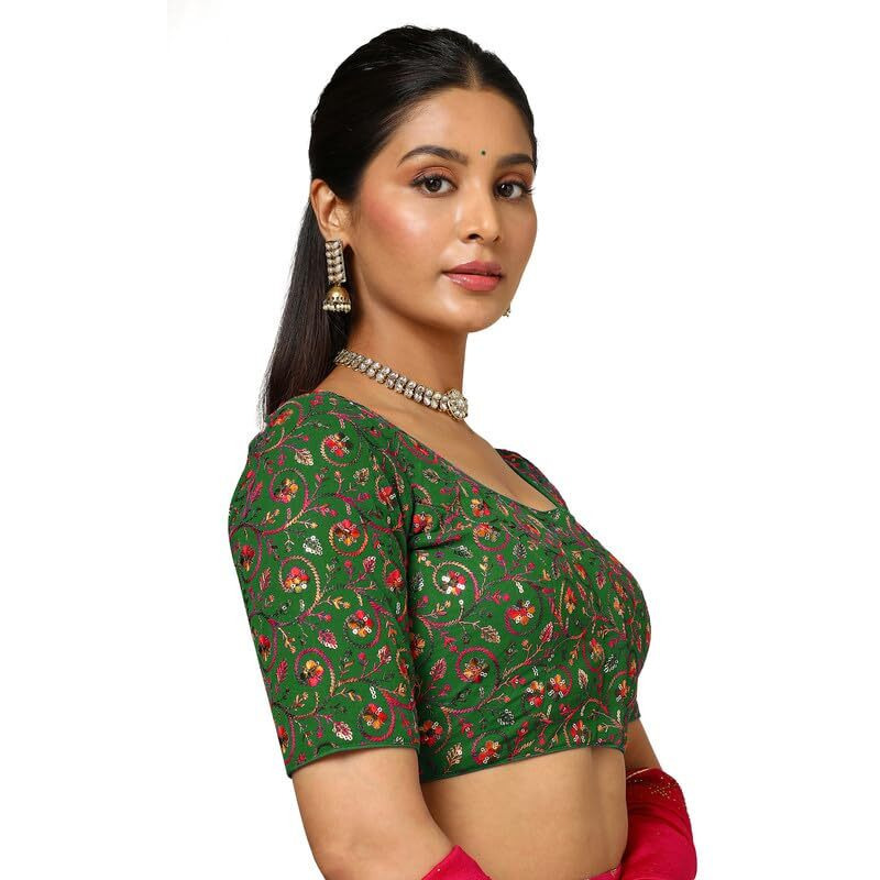 Soch Womens Green Georgette Embroidered Blouse With Sequins