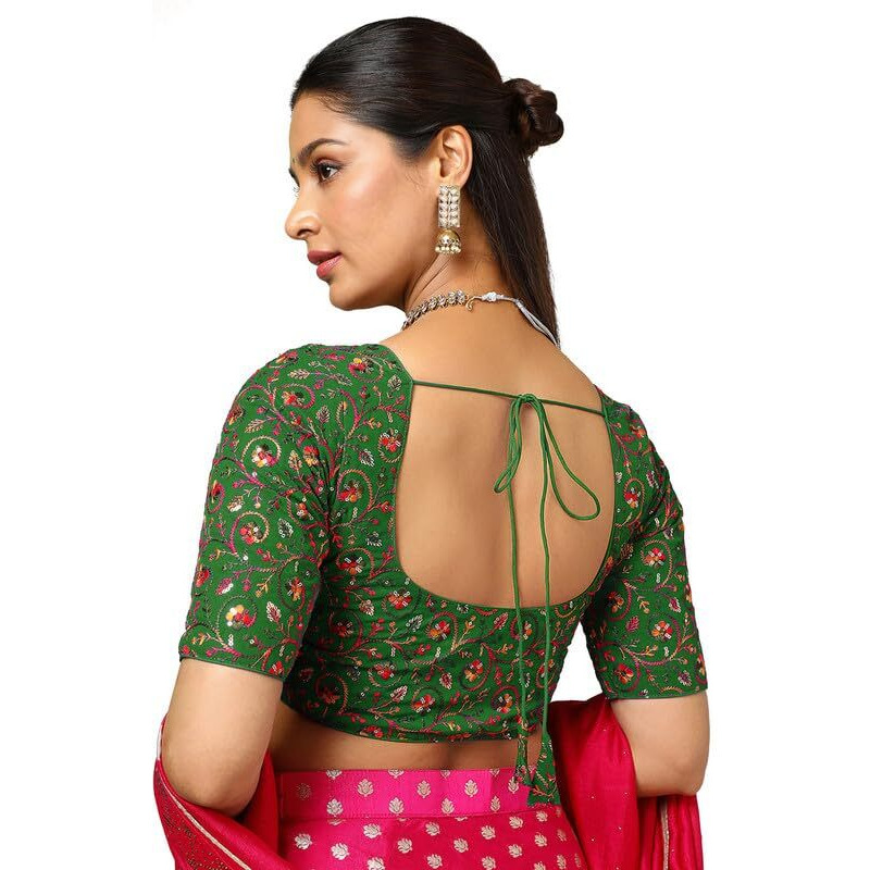 Soch Womens Green Georgette Embroidered Blouse With Sequins