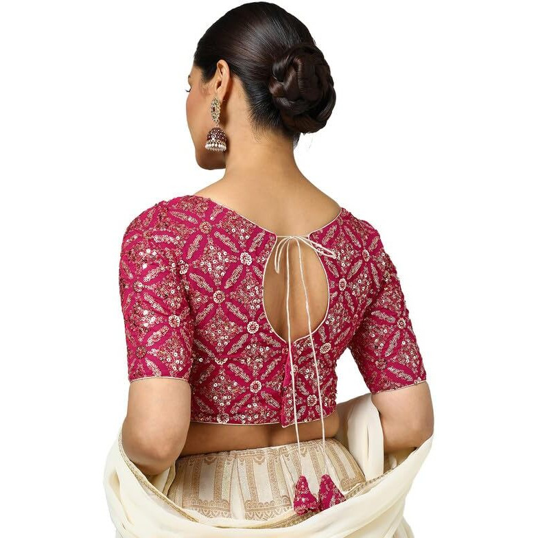 Soch Womens Fuchsia Georgette Embellished Padded Blouse With Sequins